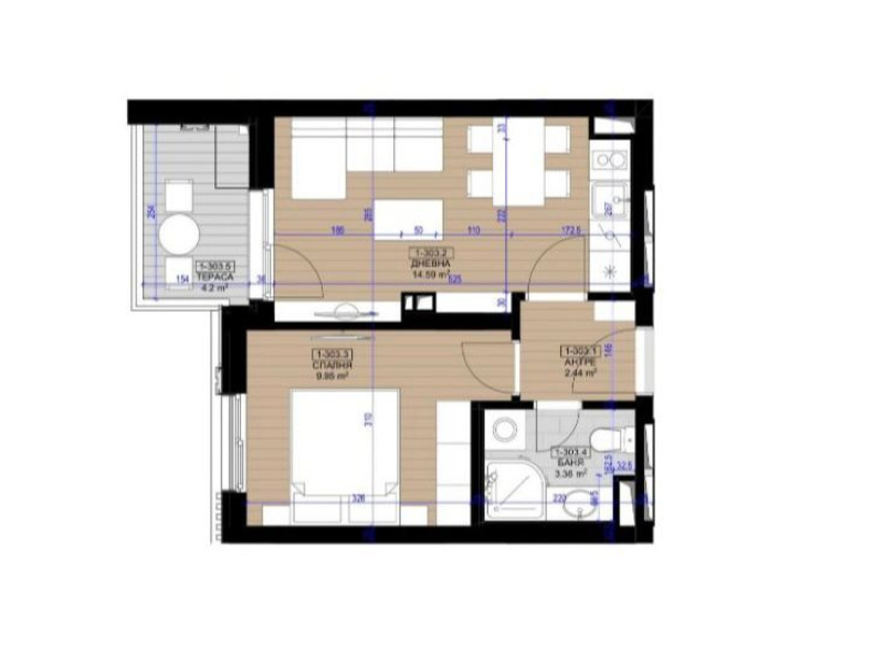 HARMONY RESIDENCE 2-izbový apartmán 1-208