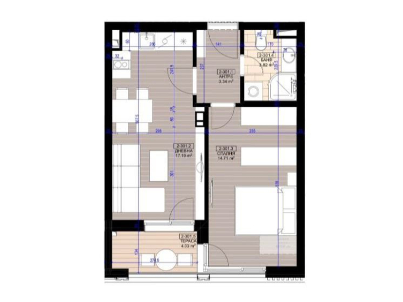 HARMONY RESIDENCE 2-izbový apartmán 2-102