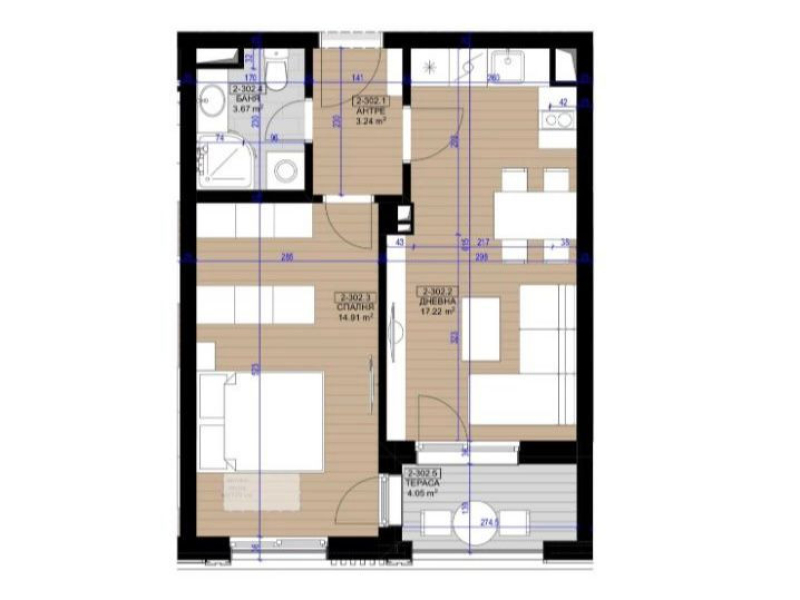HARMONY RESIDENCE 2-izbový apartmán 2-302