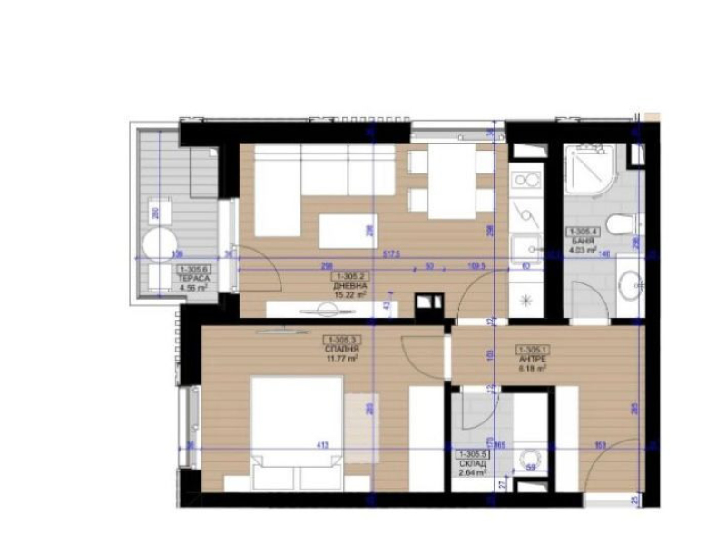 HARMONY RESIDENCE 2-izbový apartmán 1-405